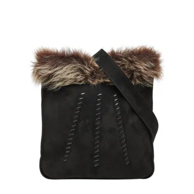 Pre-owned Hermes Black Brown Fur Suede Shoulder Bag () In Multi