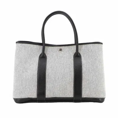Pre-owned Hermes Black Gray Toile H Negonda Leather Tote Bag () In Multi