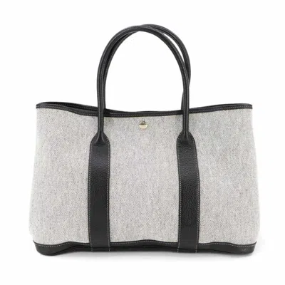 Pre-owned Hermes Black Gray Toile H Negonda Leather Tote Bag () In Multi