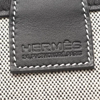 Pre-owned Hermes Black Gray Toile H Swift Leather Tote Bag () In Multi