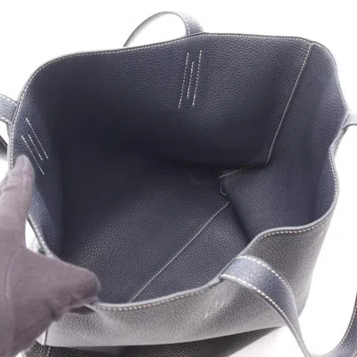 Pre-owned Hermes Black Navy Taurillon Clemence Leather Tote Bag () In Multi