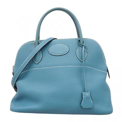Pre-owned Hermes Blue Jean Taurillon Clemence Leather Handbag ()