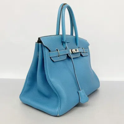 Pre-owned Hermes Blue Jean Togo Leather Handbag ()