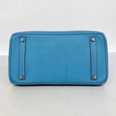 Pre-owned Hermes Blue Jean Togo Leather Handbag ()