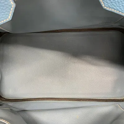 Pre-owned Hermes Blue Jean Togo Leather Handbag ()