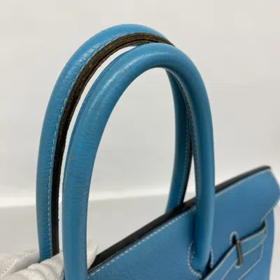 Pre-owned Hermes Blue Jean Togo Leather Handbag ()