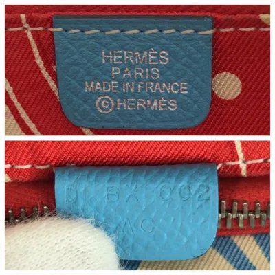 Pre-owned Hermes Blue Leather Silk Coin Purse/coin Case ()