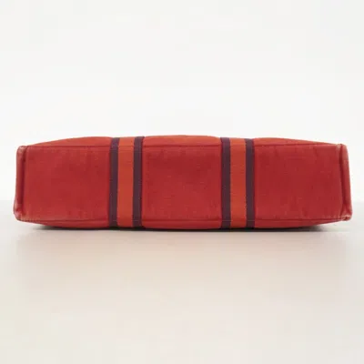 Pre-owned Hermes Bordeaux Canvas Tote Bag () In Burgundy