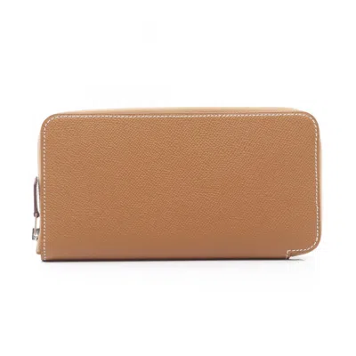 Pre-owned Hermes Brown Epsom Leather Long Wallet (bi-fold) ()