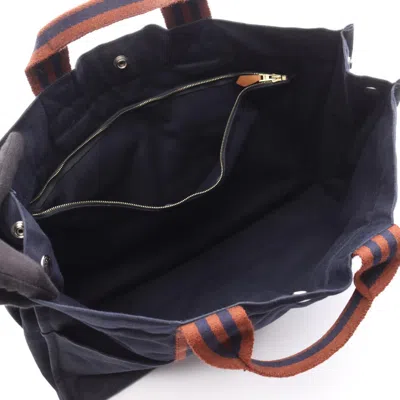 Pre-owned Hermes Brown Navy Canvas Tote Bag ()
