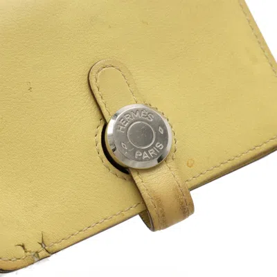 Pre-owned Hermes Dogon Soufre Swift Leather Coin Purse/coin Case () In Yellow