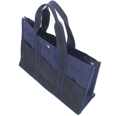 Pre-owned Hermes Fourre Tout Black Gray Cotton Canvas Shoulder Bag Tote Bag () In Multi