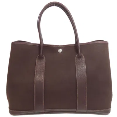 Pre-owned Hermes Garden Brown Toile Officier Tote Bag ()
