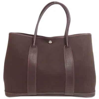 Pre-owned Hermes Garden Brown Toile Officier Tote Bag ()