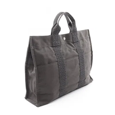 Pre-owned Hermes Gray Nylon Canvas Tote Bag ()