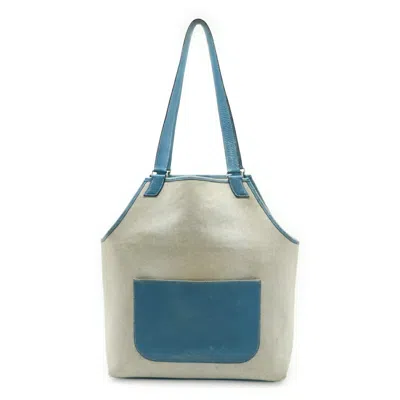 Pre-owned Hermes Jardinier Blue Jean Toile H Leather Shoulder Bag Tote Bag ()