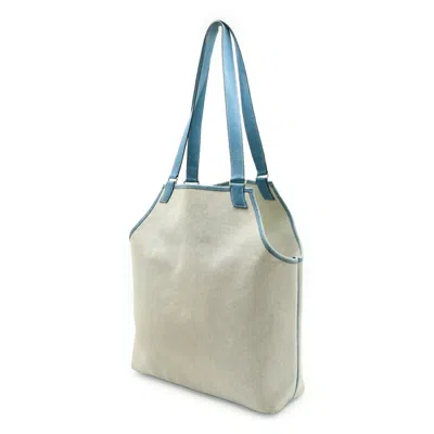 Pre-owned Hermes Jardinier Blue Jean Toile H Leather Shoulder Bag Tote Bag ()