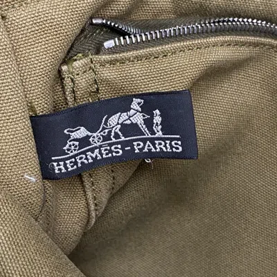 Pre-owned Hermes Khaki Canvas Tote Bag () In Brown