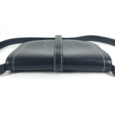 Pre-owned Hermes Navy Leather Pochette Shoulder Bag () In Blue