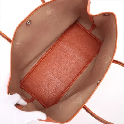 Pre-owned Hermes Orange Leather Canvas Tote Bag ()