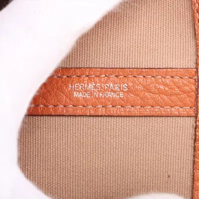Pre-owned Hermes Orange Leather Canvas Tote Bag ()