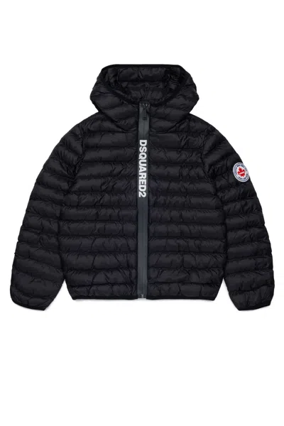 Dsquared2 Padded Jacket With Printed Logo In Black