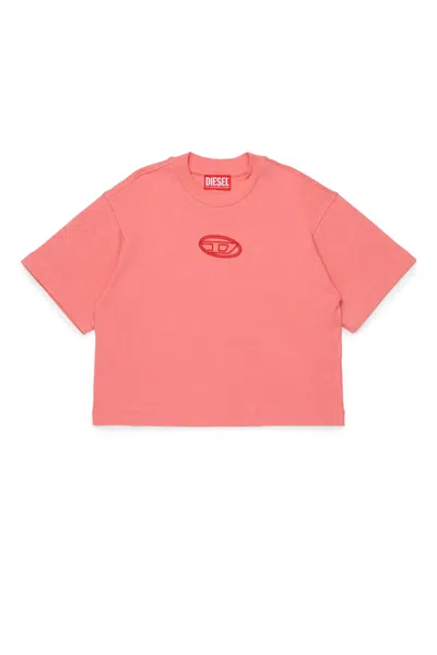 Diesel Tixan Oval-logo T-shirt In Pink