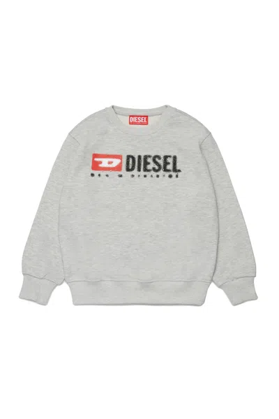 Diesel Logo Crew-neck Sweatshirt In Gray