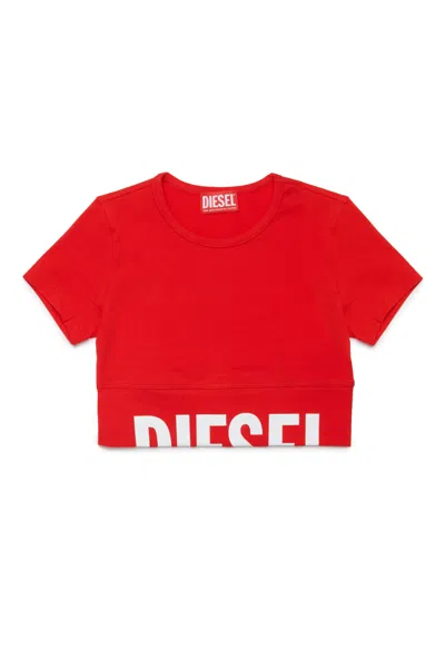 Diesel Logo-hem Crew-neck T-shirt In Red