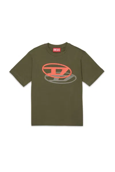Diesel T-shirt With Printed Oval D Logo In Green