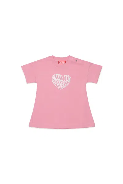 Diesel T-shirt Dress With Logo In Pink