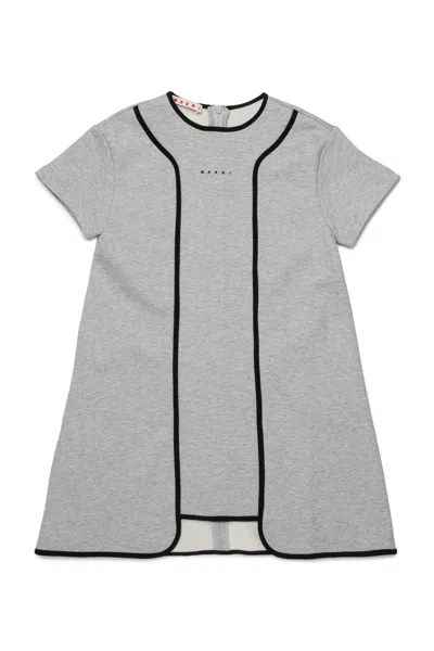 Marni Kids Logo Detailed Short-sleeved Dress In Gray