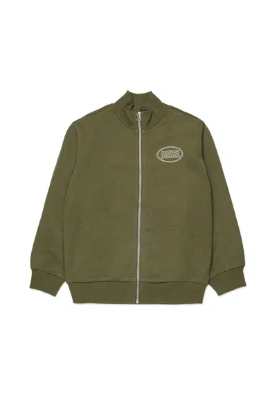Diesel Logo-detail Zip-up Sweatshirt In Green