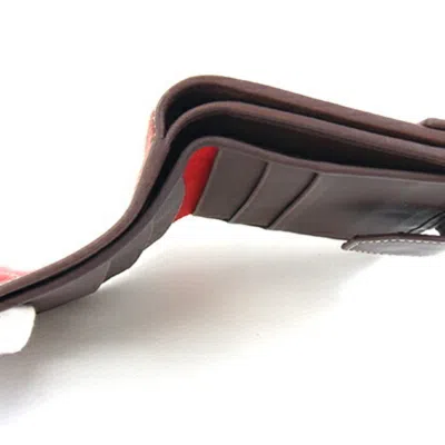 Pre-owned Loewe Dark Brown Red Color Leather Middle Wallet (bi-fold) ()
