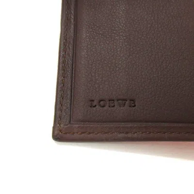 Pre-owned Loewe Dark Brown Red Color Leather Middle Wallet (bi-fold) ()