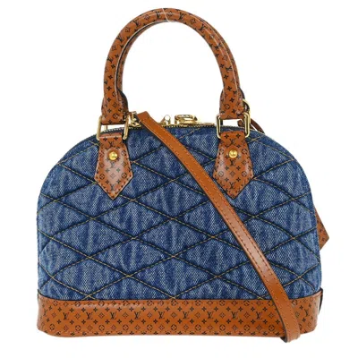 Pre-owned Louis Vuitton Alma Handbag Malletage Denim With Monogram Leather Blue Denim_jeans Handbag (