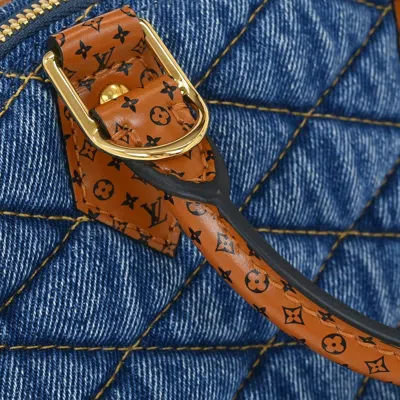 Pre-owned Louis Vuitton Alma Handbag Malletage Denim With Monogram Leather Blue Denim_jeans Handbag (