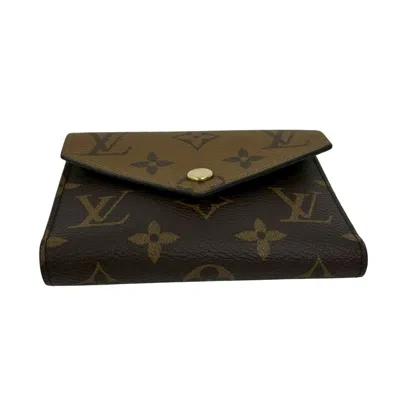 Pre-owned Louis Vuitton Beige Brown Leather Pvc Wallet (tri-fold) () In Multi