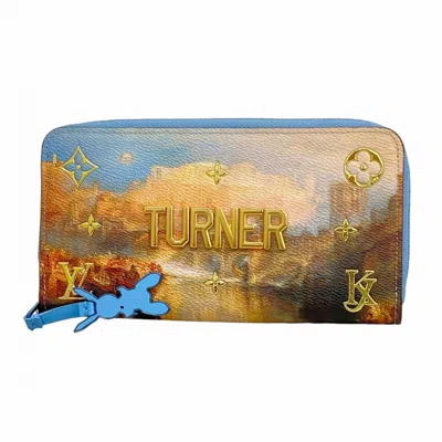 Pre-owned Louis Vuitton Beige Light Blue Long Wallet (bi-fold) () In Multi