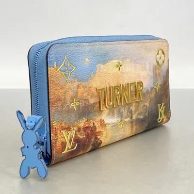 Pre-owned Louis Vuitton Beige Light Blue Long Wallet (bi-fold) () In Multi