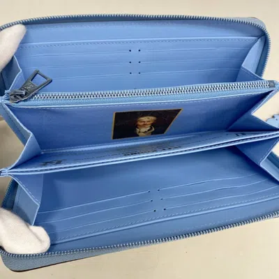 Pre-owned Louis Vuitton Beige Light Blue Long Wallet (bi-fold) () In Multi