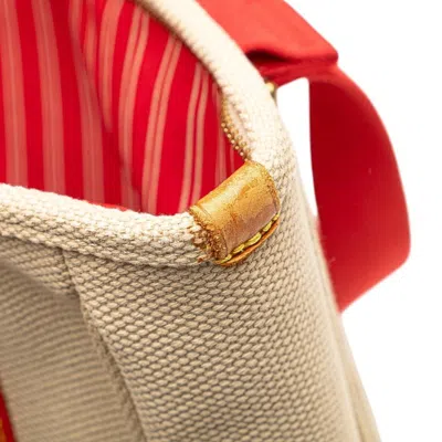Pre-owned Louis Vuitton Beige Red Color Canvas Leather Shoulder Bag Tote Bag () In Multi