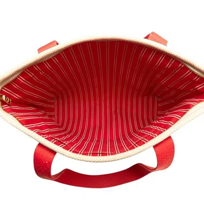 Pre-owned Louis Vuitton Beige Red Color Canvas Leather Shoulder Bag Tote Bag () In Multi