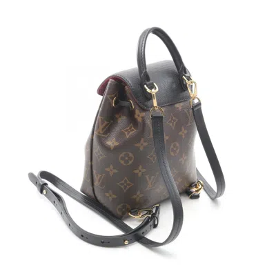 Pre-owned Louis Vuitton Black Brown Monogram Coated Canvas Leather Backpack () In Multi