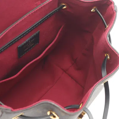 Pre-owned Louis Vuitton Black Brown Monogram Coated Canvas Leather Backpack () In Multi