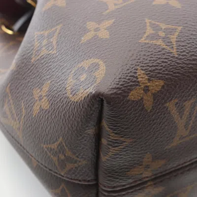 Pre-owned Louis Vuitton Black Brown Monogram Coated Canvas Leather Backpack () In Multi