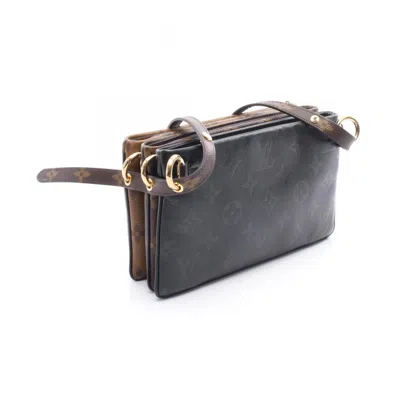 Pre-owned Louis Vuitton Black Brown Monogram Reverse Coated Canvas Pochette Shoulder Bag ()