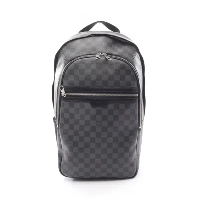 Pre-owned Louis Vuitton Black Damier Graphite Coated Canvas Leather Backpack ()