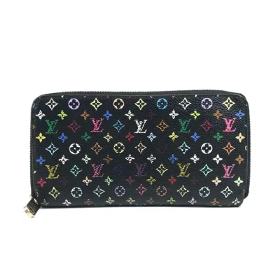 Pre-owned Louis Vuitton Black Multi-color Noir Monogram Multicolore Canvas Long Wallet (bi-fold) ()