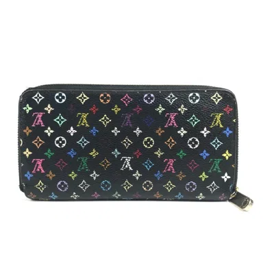 Pre-owned Louis Vuitton Black Multi-color Noir Monogram Multicolore Canvas Long Wallet (bi-fold) ()